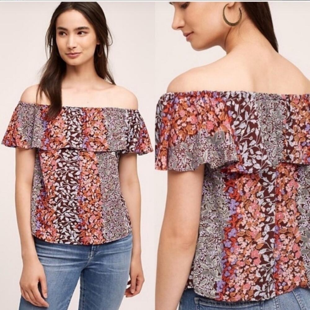 Anthropologie Maeve Floral Off Shoulder Blouse